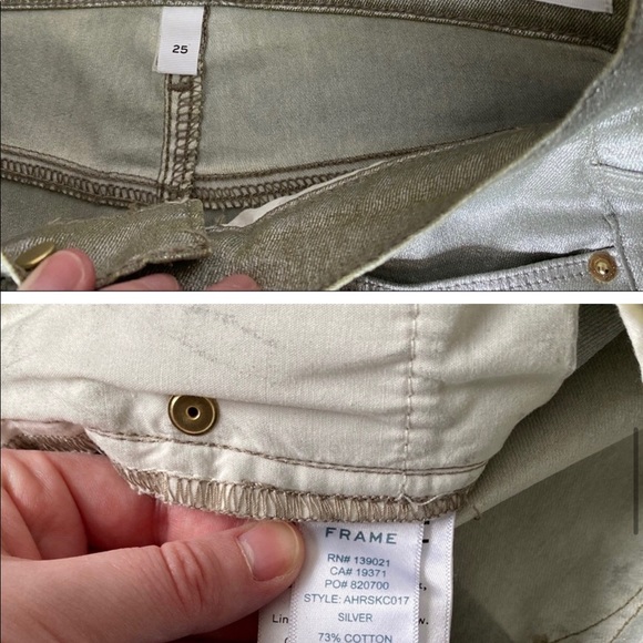 Frame Ali Metallic High Rise Ankle Skinny Jeans Size 25 - Picture 4 of 7